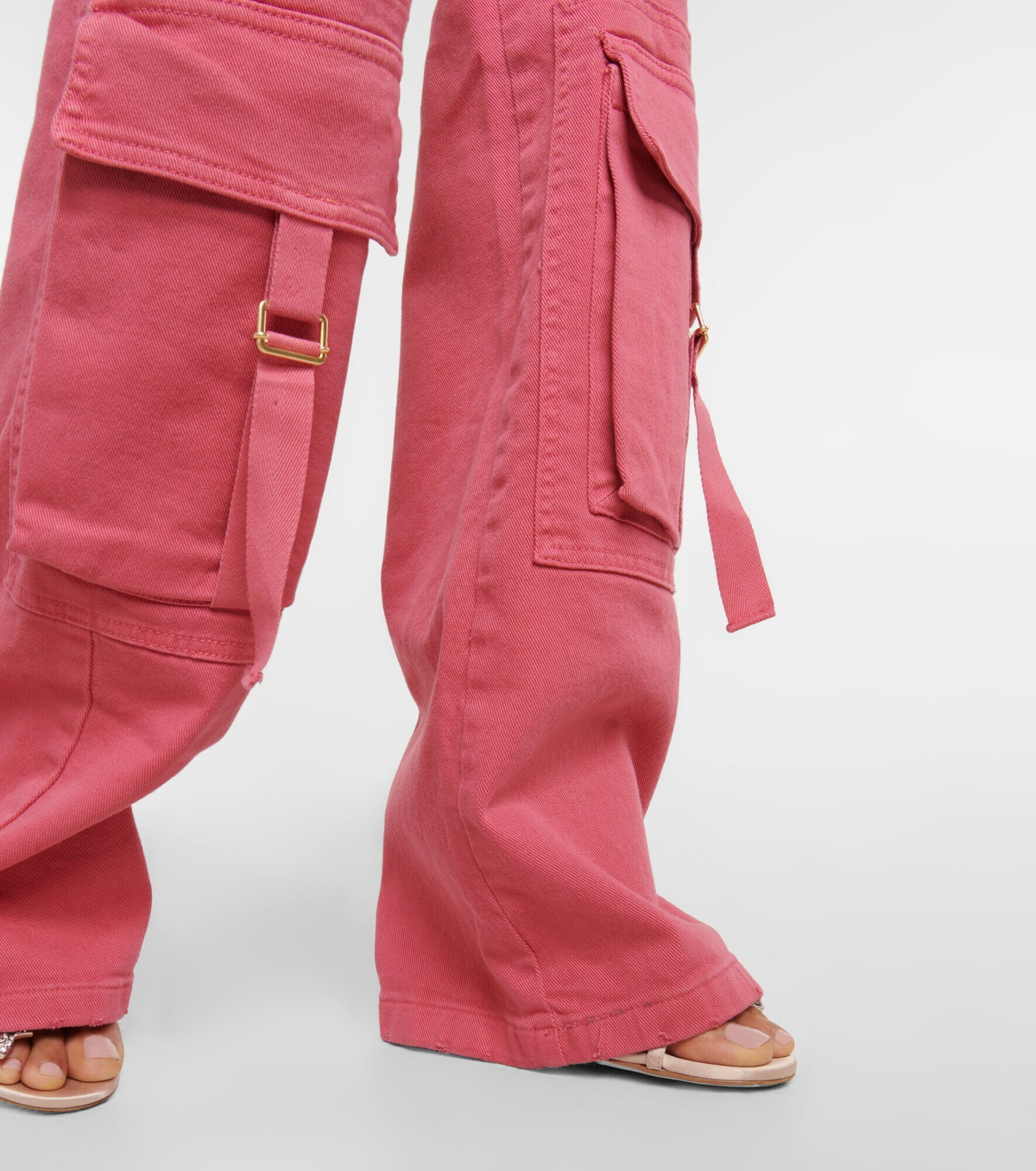 SSENSE Exclusive Pink Denim Cargo Pants by Blumarine on Sale