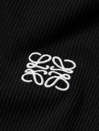 LOEWE - Oversized Logo-Embroidered Ribbed Cotton T-Shirt - Black