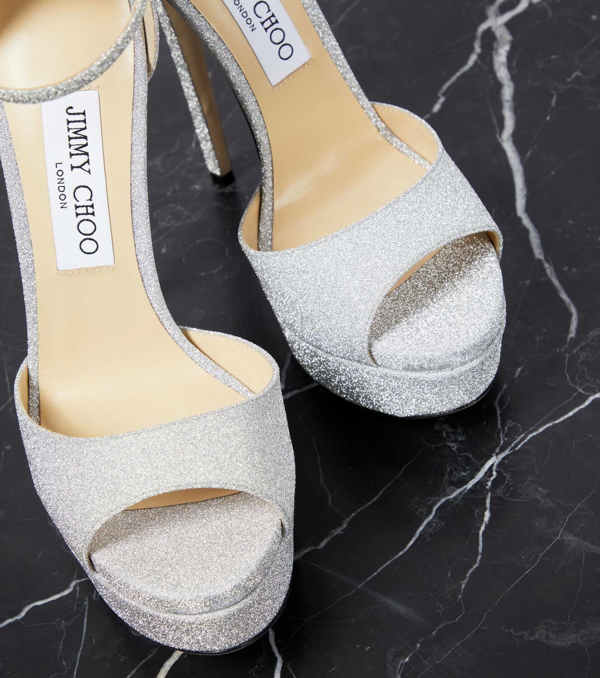 Jimmy Choo Max 150 glitter platform sandals Jimmy Choo