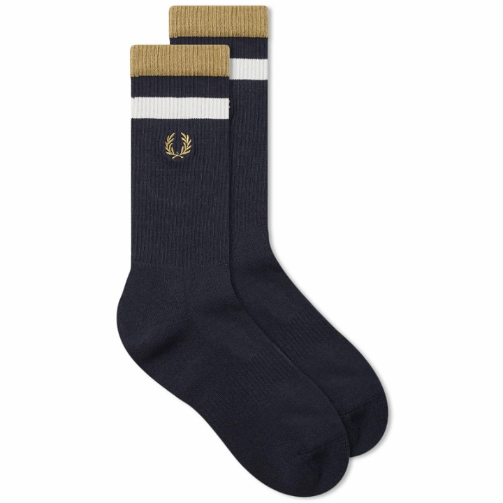 Photo: Fred Perry Men's Bold Tipped Socks in Navy/Warm Stone