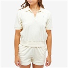 Sporty & Rich Women's SCR Terry Polo Shirt Top in Milk/Washed Hydrangea