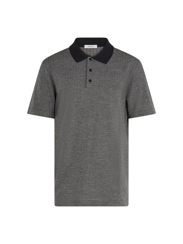 Photo: Ferragamo Mens Wool and cotton polo shirt in Grey