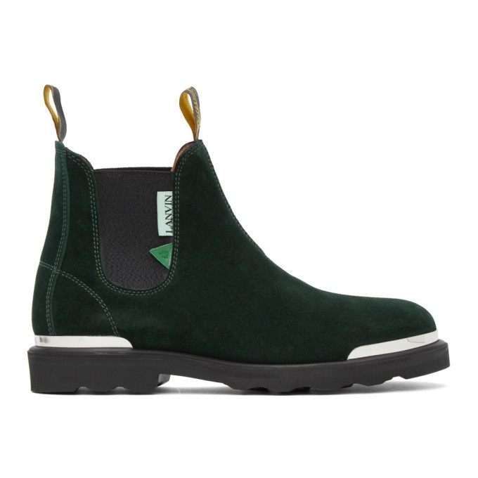 Photo: Lanvin Green Suede Ankle Chelsea Boots