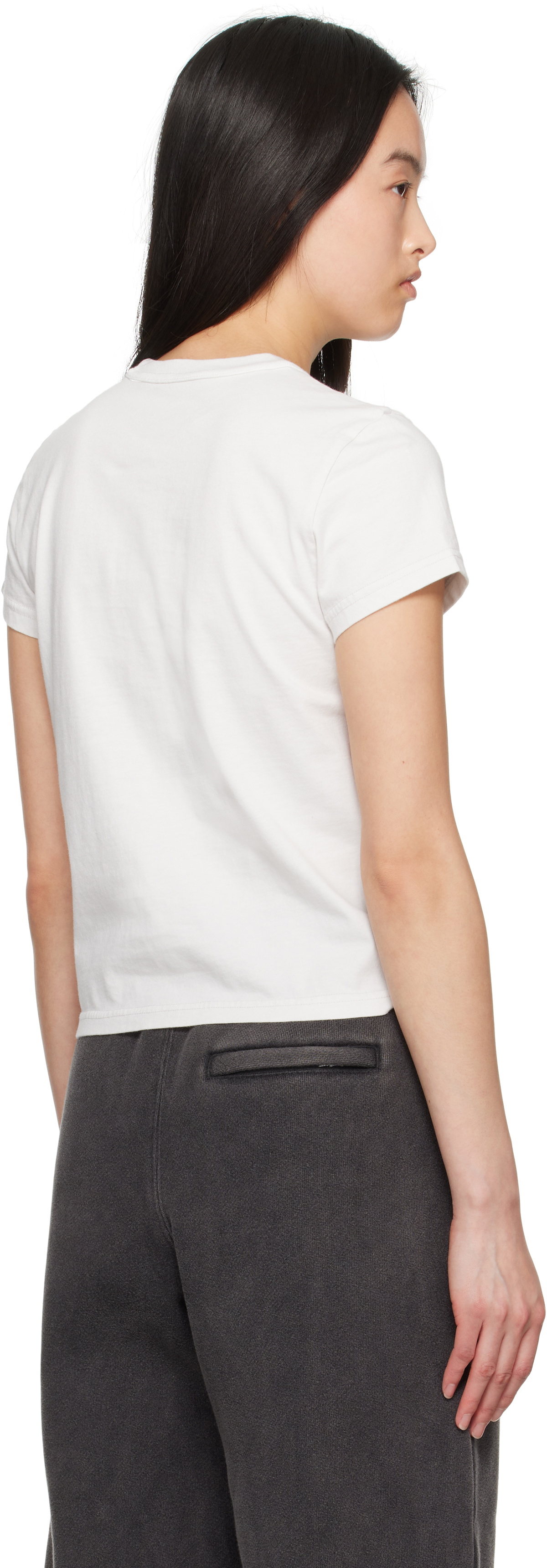 alexanderwang.t Off-White Distressed Logo Shrunken T-shirt