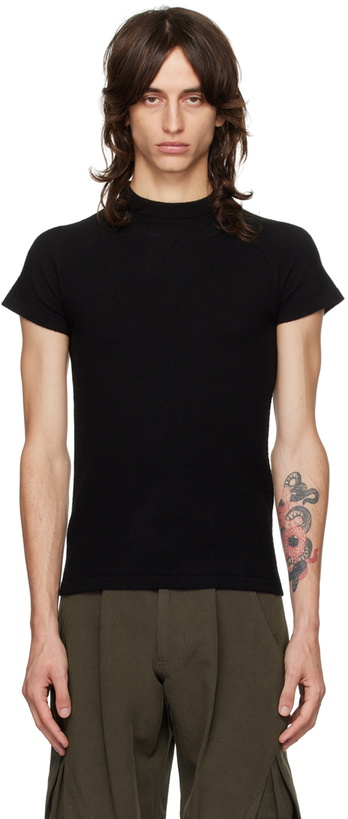 Photo: HYEIN SEO Black Perforated Knit T-shirt