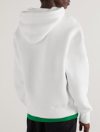 AMI PARIS - Logo-Appliquéd Cotton-Blend Jersey Hoodie - White