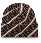 Fendi - Logo-Jacquard Virgin Wool Beanie - Brown