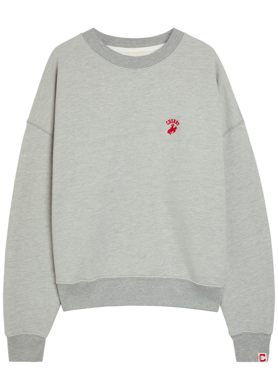 Cherry Los Angeles Western Athletic Logo-embroidered Cotton Sweatshirt Grey