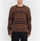 AMI - Oversized Striped Cotton and Linen-Blend Sweater - Brown