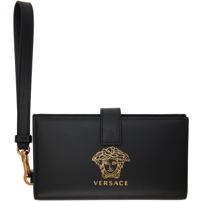Photo: Versace Black and Gold Medusa Phone Pouch