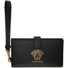 Versace Black and Gold Medusa Phone Pouch