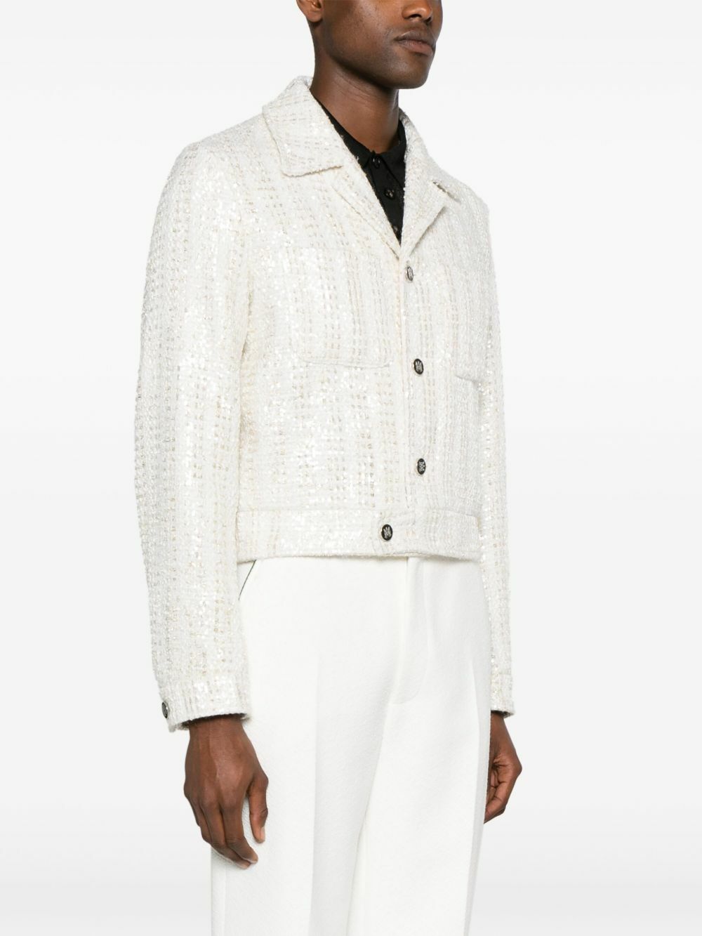 AMIRI（アミリ）中キルティング ツイード ジャケット ホワイト AMIRI White Sequinned Bouclé Jacket Amiri