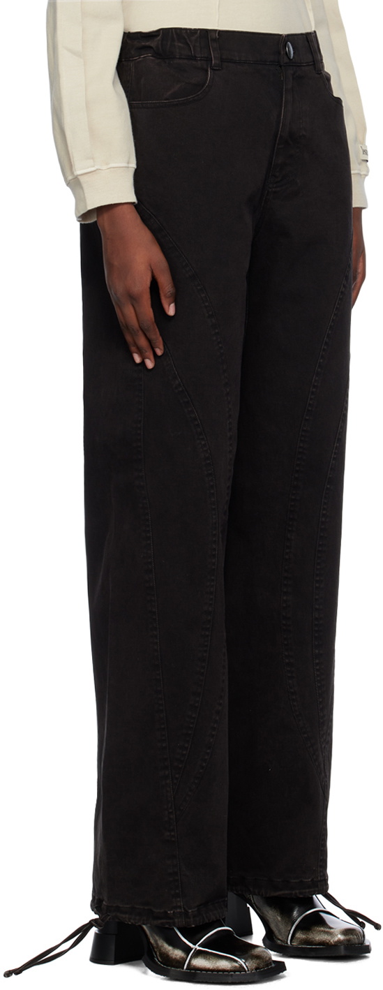 lesugiatelier Black Spiral String Denim Trousers