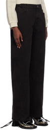 lesugiatelier Black Spiral String Denim Trousers