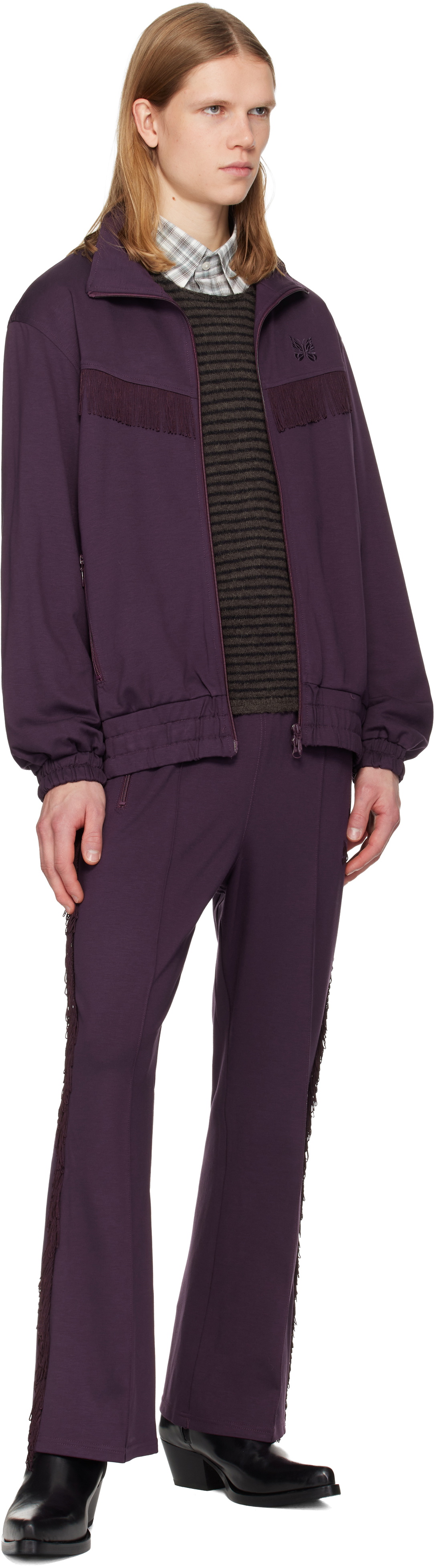 NEEDLES Purple Fringe Boot-Cut Track Pants Needles