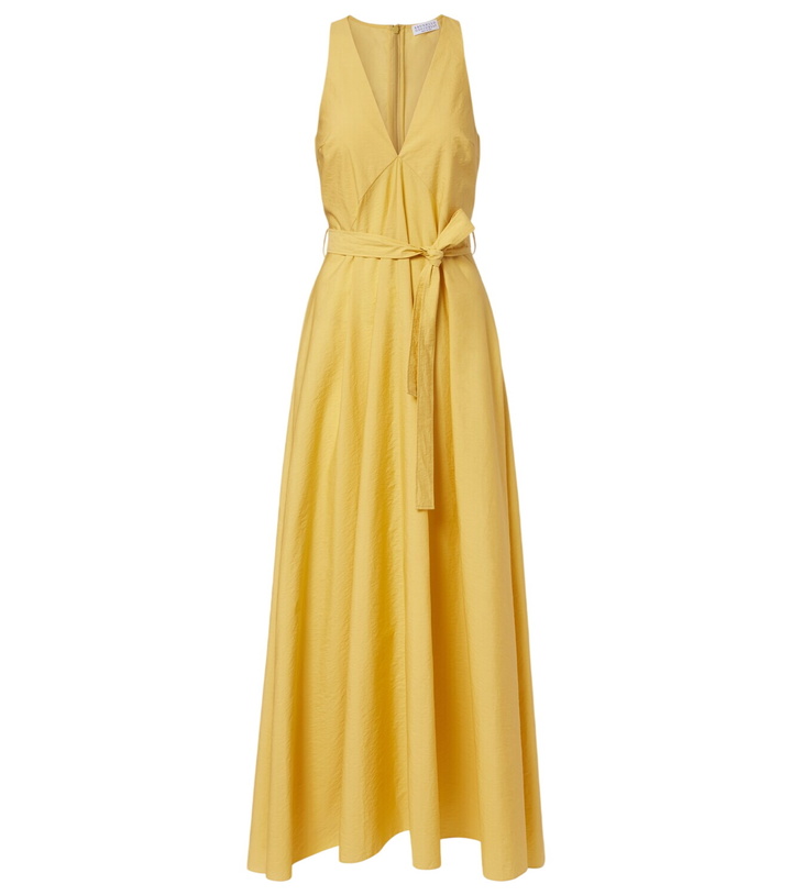 Photo: Brunello Cucinelli Belted cotton-blend maxi dress