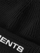 Vetements - Logo-Embroidered Ribbed Merino Wool Beanie