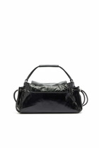 Diesel Scrunch-D - Top-handle bag in shiny wrinkled leather - Handbags Womens in Black