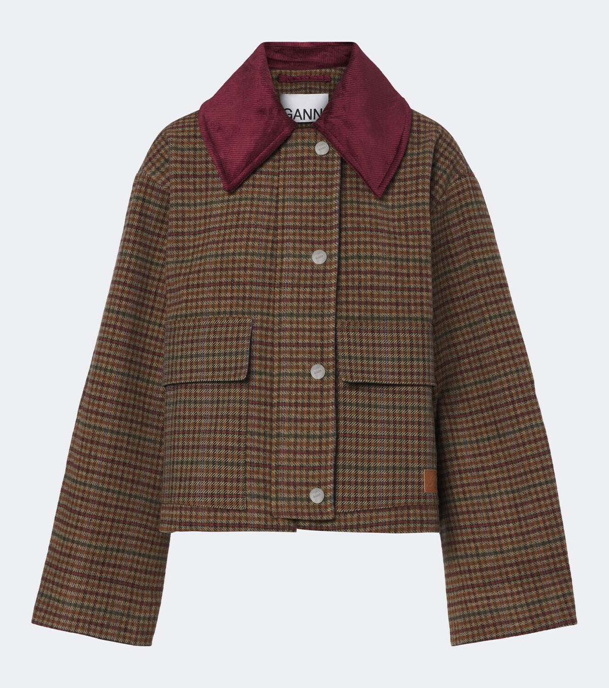 Ganni Checked wool-blend twill jacket