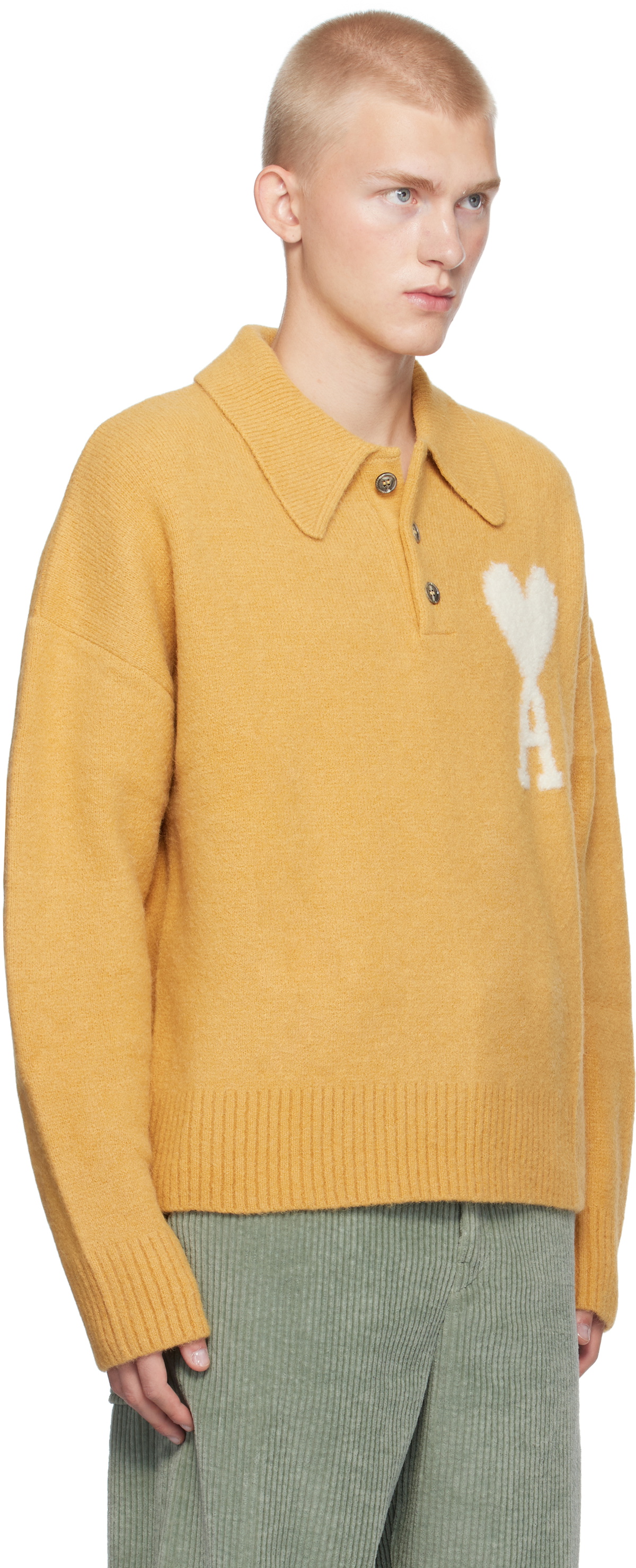 AMI Paris Yellow Ami de Coeur Polo