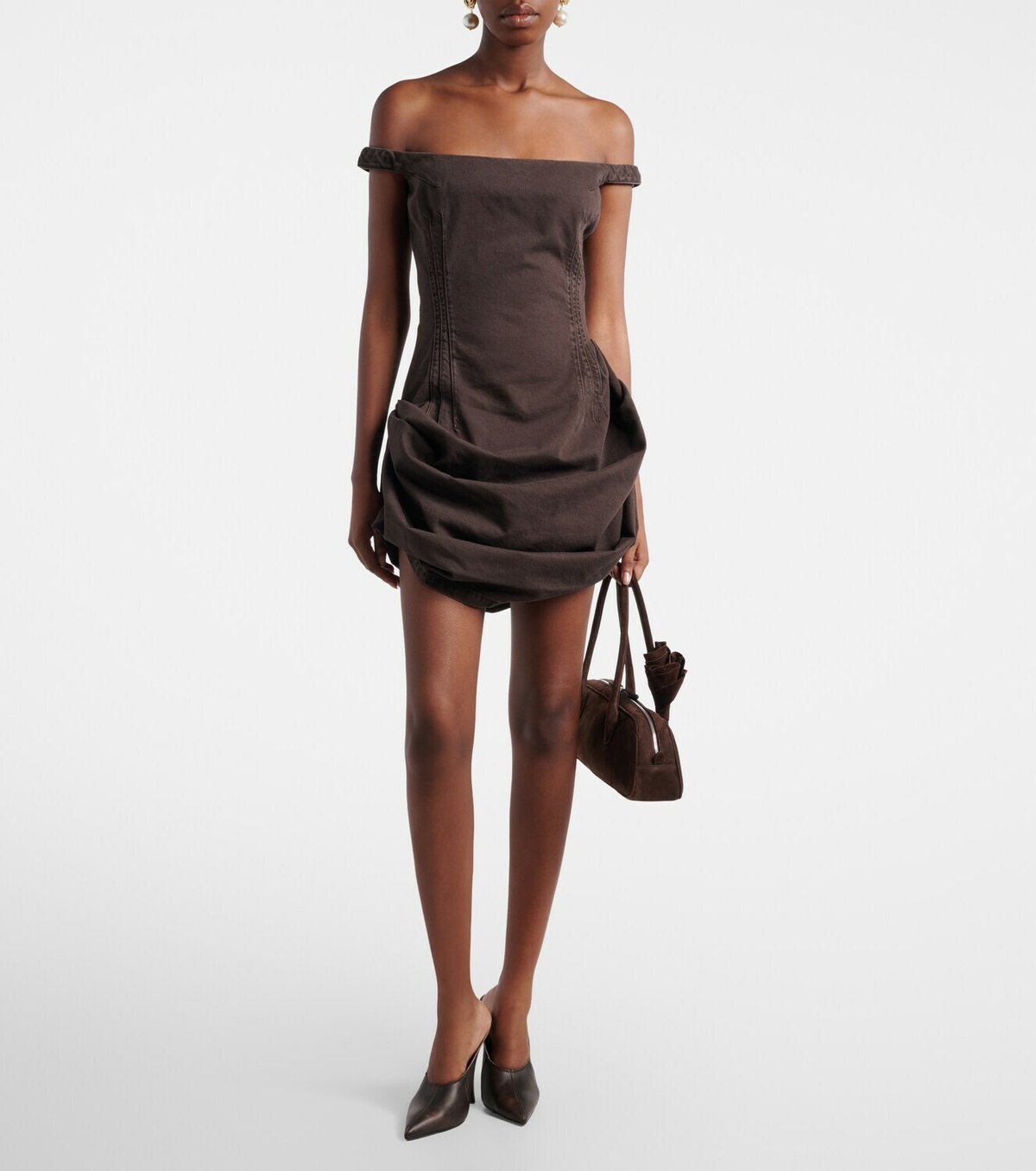 Magda Butrym Gathered off-shoulder denim minidress