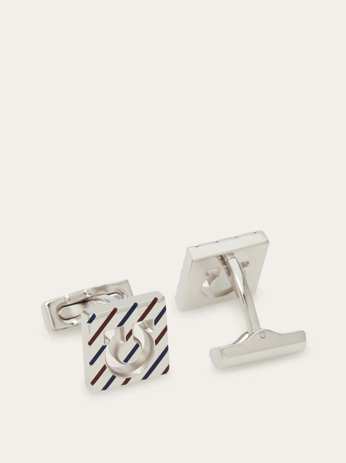 Ferragamo Mens Square Gancini cufflinks in Red
