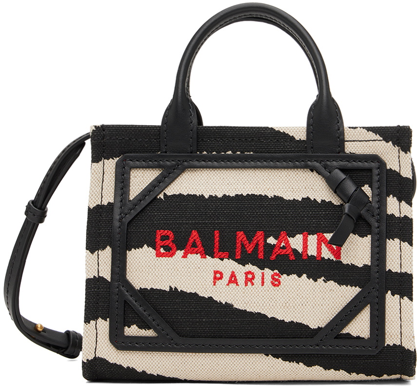 Balmain Black & White Mini B-Army Bag Balmain