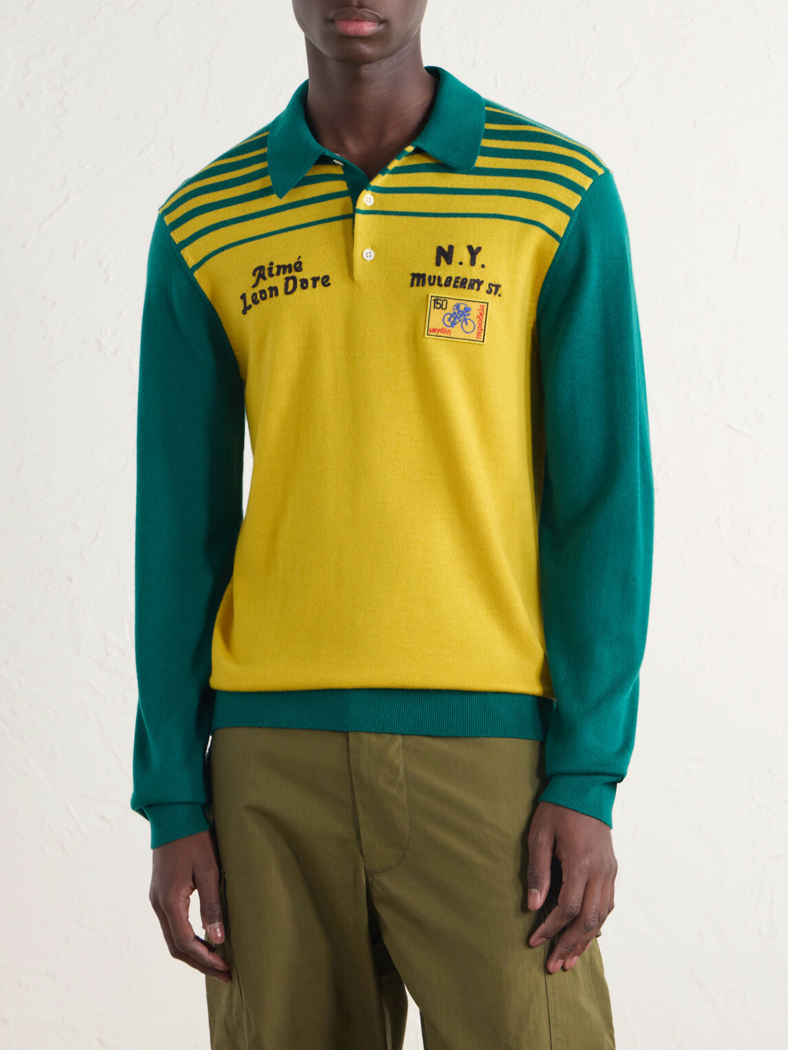 Aimé Leon Dore - Logo-Embroidered Merino Wool Polo Shirt - Yellow