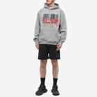 VTMNTS Men's Graffiti Big Barcode Hoodie in Grey Melange