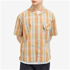and wander Men's Dry Check Short Sleeve Shirt in Orange
