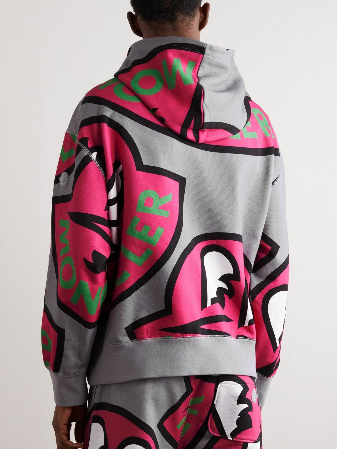 Moncler - Logo-Print Cotton-Jersey Hoodie - Gray Moncler