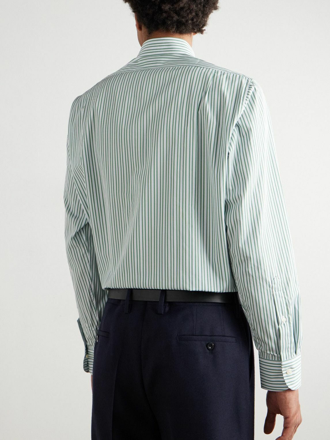 Sid Mashburn - Striped Cotton-Poplin Shirt - Green