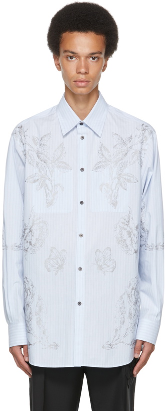 Photo: Valentino Blue Stripe Dark Blooming Shirt