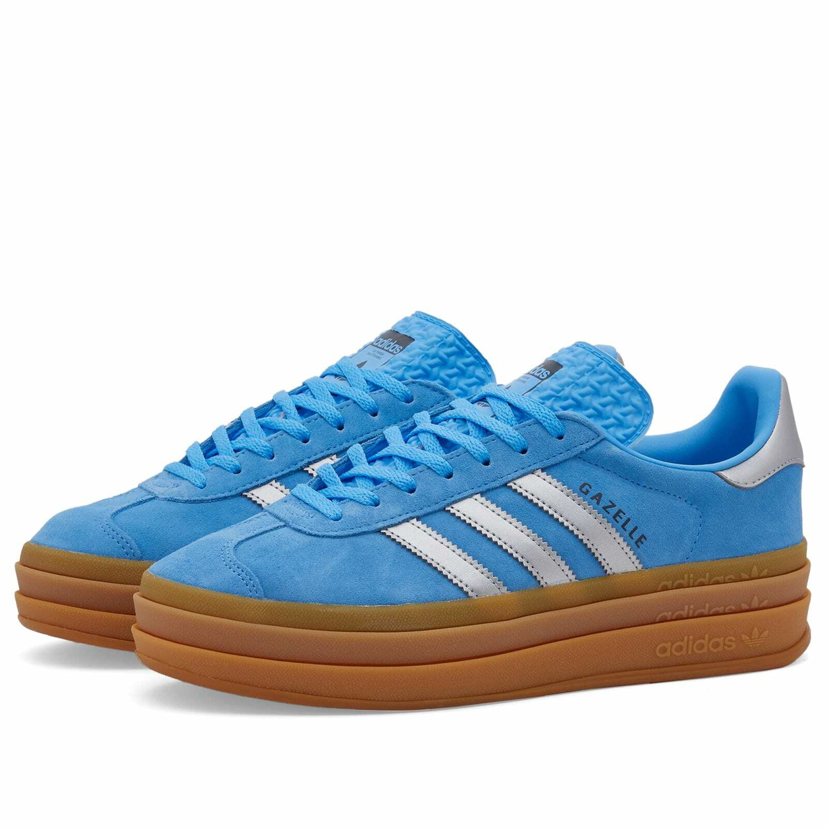 Adidas Women s Gazelle Bold W in Blue Burst Silver Metal Aurora Ink