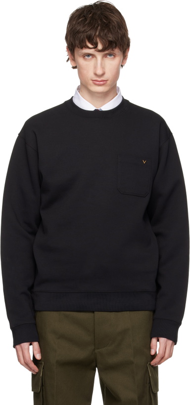 Photo: Valentino Black VGold Cotton Jersey Sweatshirt