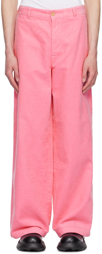 Photo: Acne Studios Pink Wide-Leg Trousers