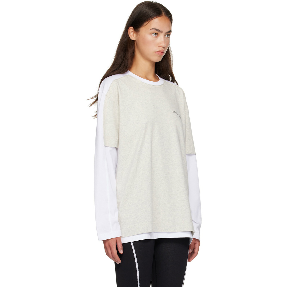 Off-White White 'Logo' Quote Double Layer T-shirt