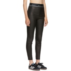 T by Alexander Wang Black Stretch Leather Logo Trousers