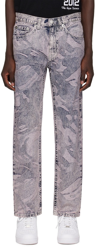 Photo: AAPE by A Bathing Ape Pink Graphic Printed Jeans