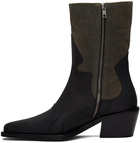 Eckhaus Latta Black & Gray Cowboy Split Leather Boots