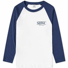 Sporty & Rich Upper East Side Baseball T-Shirt in White/Navy