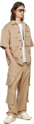 Lownn Beige Wide Leg Cargo Pants