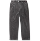 Gramicci - Tapered Cropped Belted Pleated Cotton-Blend Corduroy Trousers - Gray
