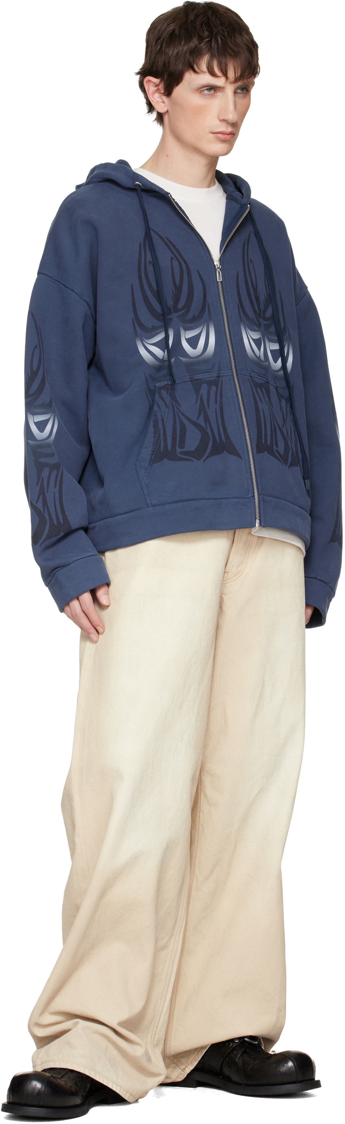 Who Decides War Blue Winged Zip Up Hoodie