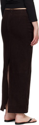 St. Agni Brown Suede Column Midi Skirt