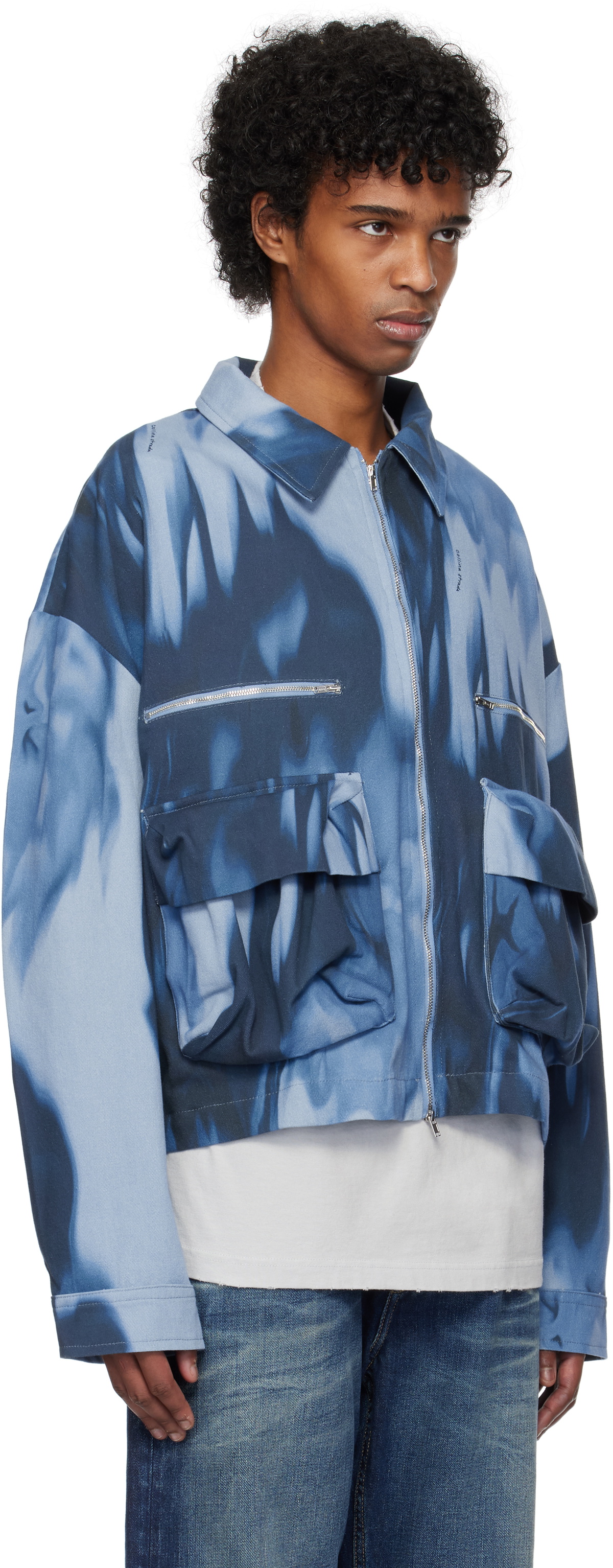 Collina Strada Blue Barbed Floral Nash Denim Jacket
