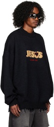 VETEMENTS Black & Navy 'Jesus Loves You' Sweater