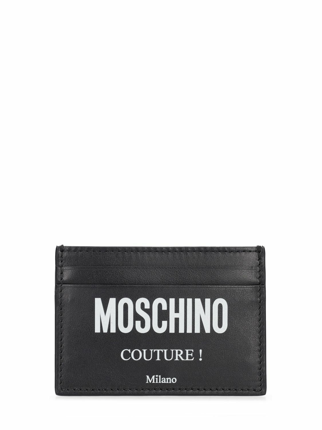 Photo: MOSCHINO - Logo Print Leather Card Holder