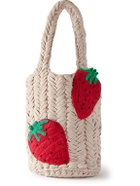 JW Anderson - Strawberry Logo-Detailed Appliquéd Organic Cotton Tote Bag