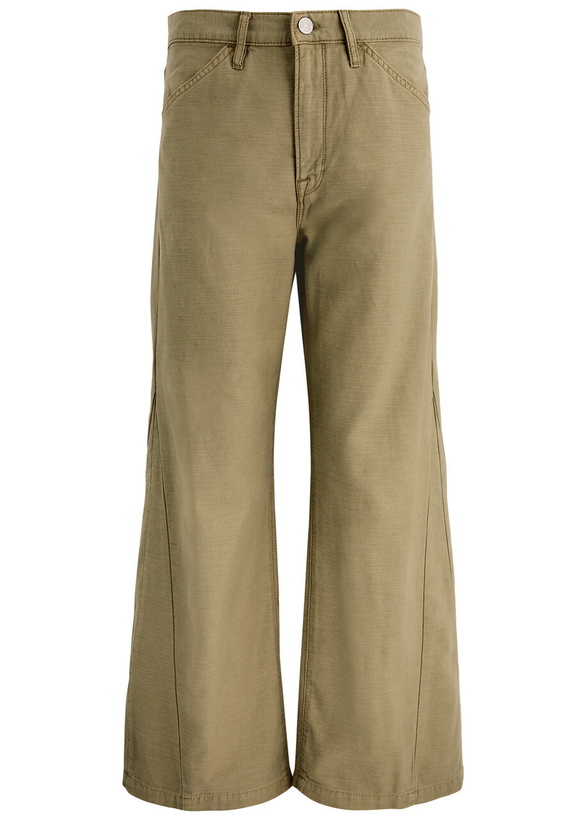Photo: Frame Le Baggy Palazzo Cotton Trousers Sage